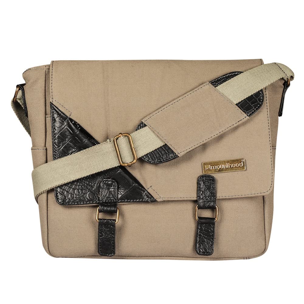 Mounthood 15inch Laptop Messenger Bag / Shoulder Sling Bag For Men & Women - Premium Quality Canvas - Pontus