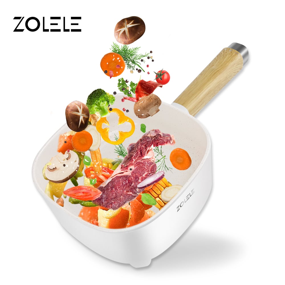 Zolele ZC306 Electric Cooking Pot Multifunctional Hot Pot 3L Large Capacity Non Stick Coating Frying Pan 1000W - White Zolele ZC306 Electric Cooking Pot Multifunctional Hot Pot 3L Large Capacity Non Stick Coating Frying Pan 1000W - White