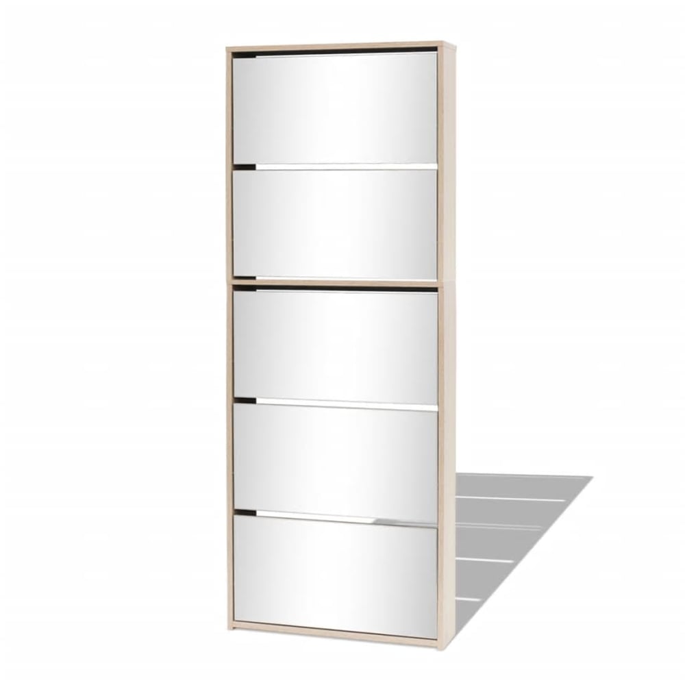 vidaXL Shoe Cabinet 5-Layer Mirror Oak 63x17x169.5 cm vidaXL Shoe Cabinet 5-Layer Mirror Oak 63x17x169.5 cm