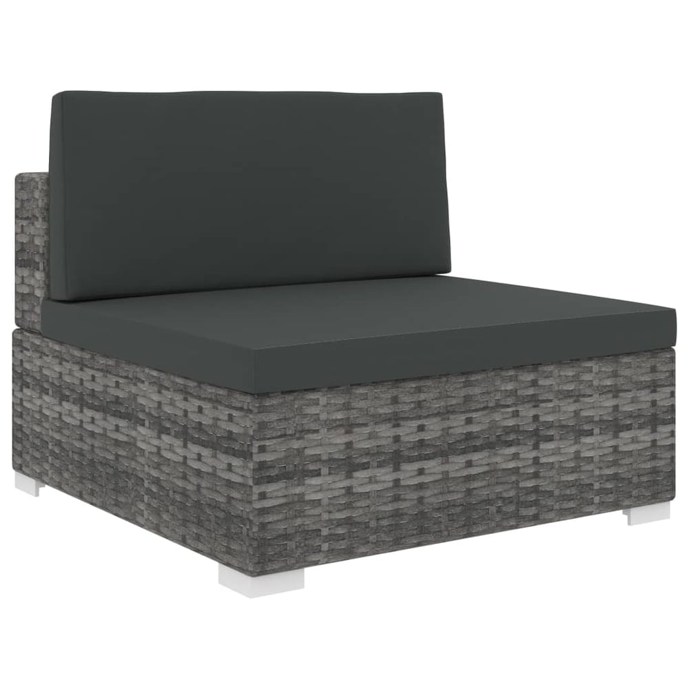 Vidaxl Sectional Middle Seat 1 Pc With Cushions Poly Rattan Grey Vidaxl Sectional Middle Seat 1 Pc With Cushions Poly Rattan Grey