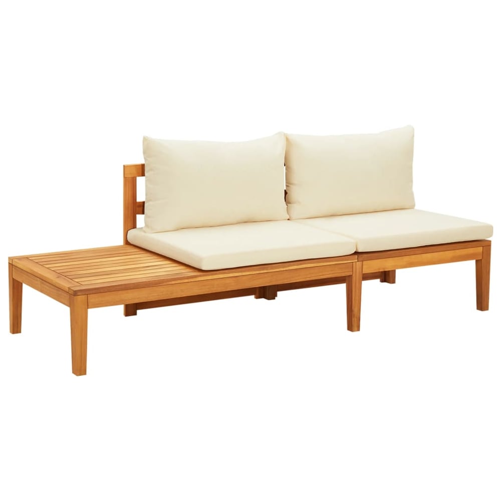 vidaXL Garden Bench with Table Cream White Cushions Solid Acacia Wood