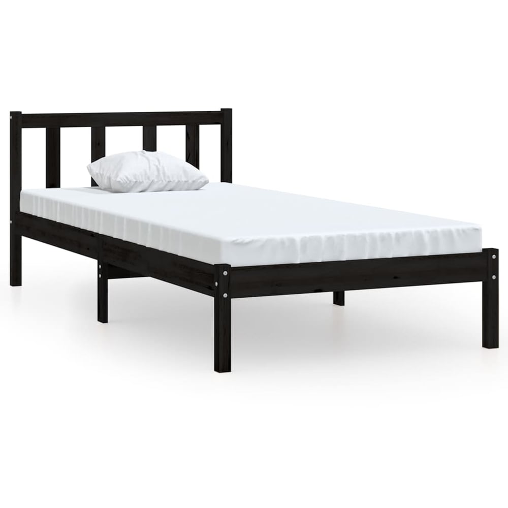 vidaXL Bed Frame Black Solid Pinewood 90x200 cm vidaXL Bed Frame Black Solid Pinewood 90x200 cm