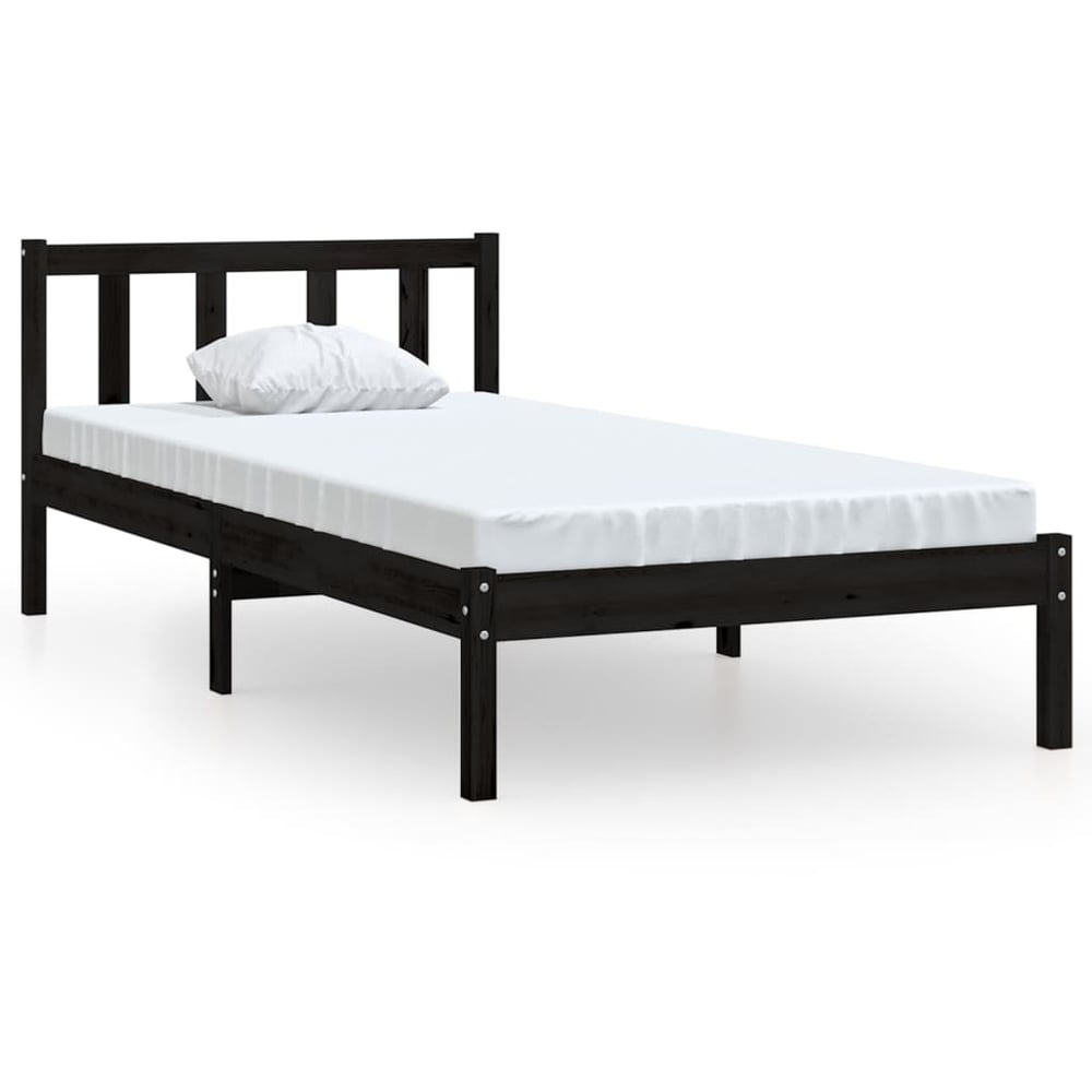 vidaXL Bed Frame Black Solid Pinewood 90x200 cm