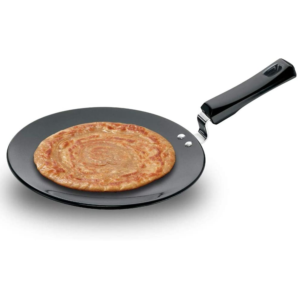 Hawkins Futura Hard Anodised Tawa With Plastic Handle, 26cm, 6.35mm Thick, Black Hawkins Futura Hard Anodised Tawa With Plastic Handle, 26cm, 6.35mm Thick, Black