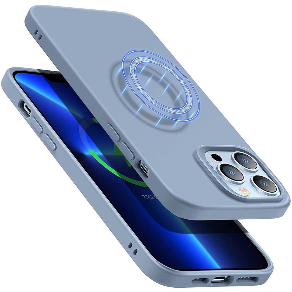 Esr Cloud Soft Serie Liquid Silicone Case Cover With Halolock Magnetic Core Blue Colour for Iphone 13