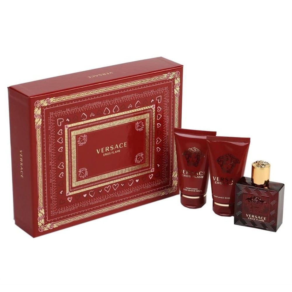 Versace Eros Flame Perfume Gift Set For Men 50ml+50ml+50ml Eau de Parfum Versace Eros Flame Perfume Gift Set For Men 50ml+50ml+50ml Eau de Parfum