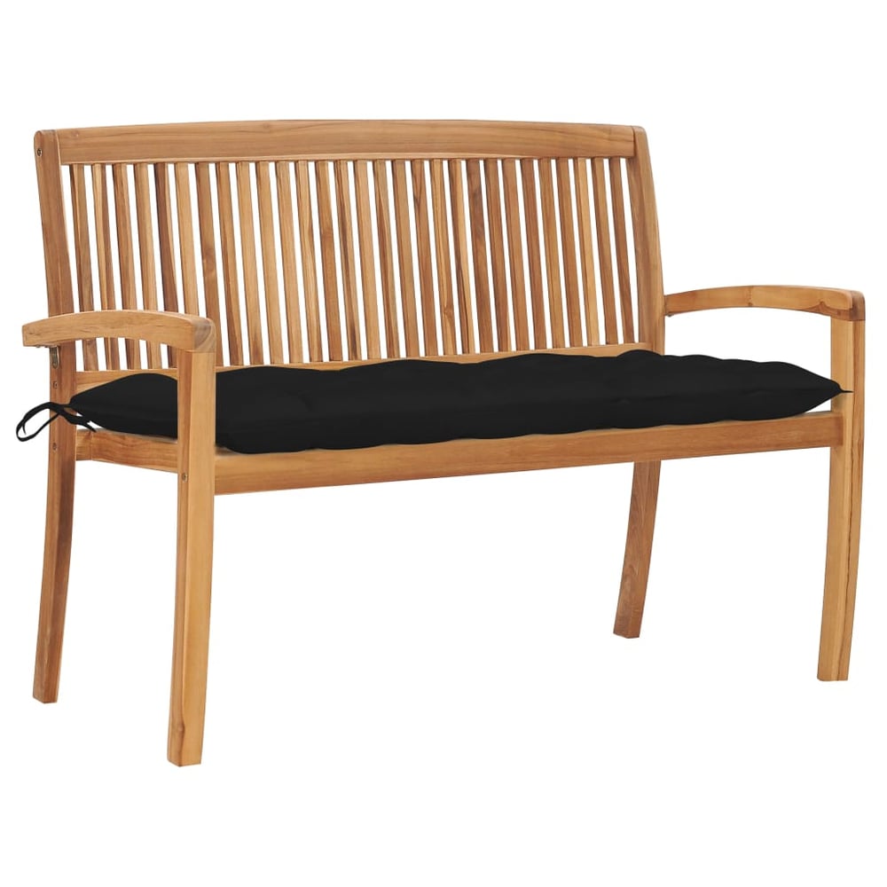 Vidaxl Stacking Garden Bench With Cushion 128.5 Cm Solid Teak Wood Vidaxl Stacking Garden Bench With Cushion 128.5 Cm Solid Teak Wood