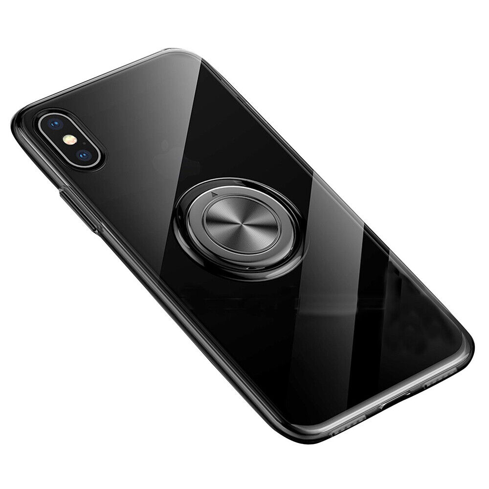 Detrend Stand Ring Holder Back Cover Case Fits For Apple Iphone X & XS - Black Detrend Stand Ring Holder Back Cover Case Fits For Apple Iphone X & XS - Black