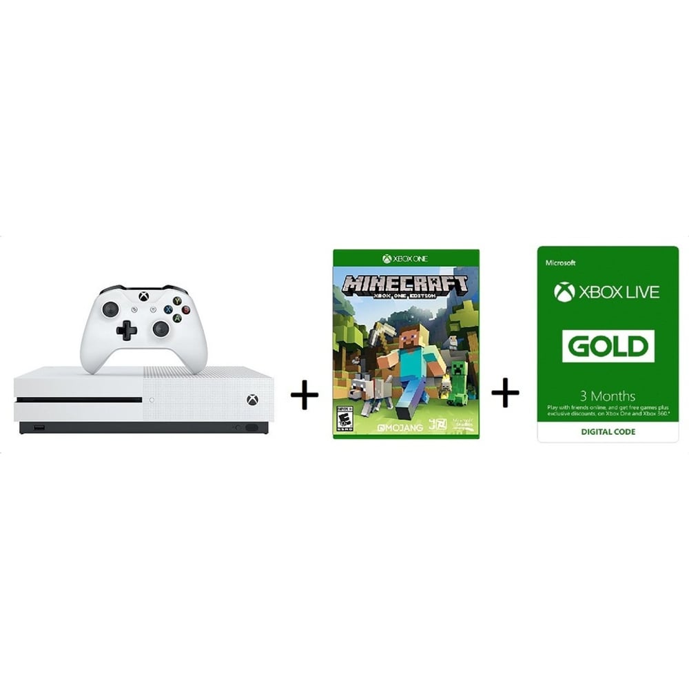 Microsoft Xbox One S 500GB Gaming Console White + Minecraft Game + 3 Months Live Gold Membership Microsoft Xbox One S 500GB Gaming Console White + Minecraft Game + 3 Months Live Gold Membership