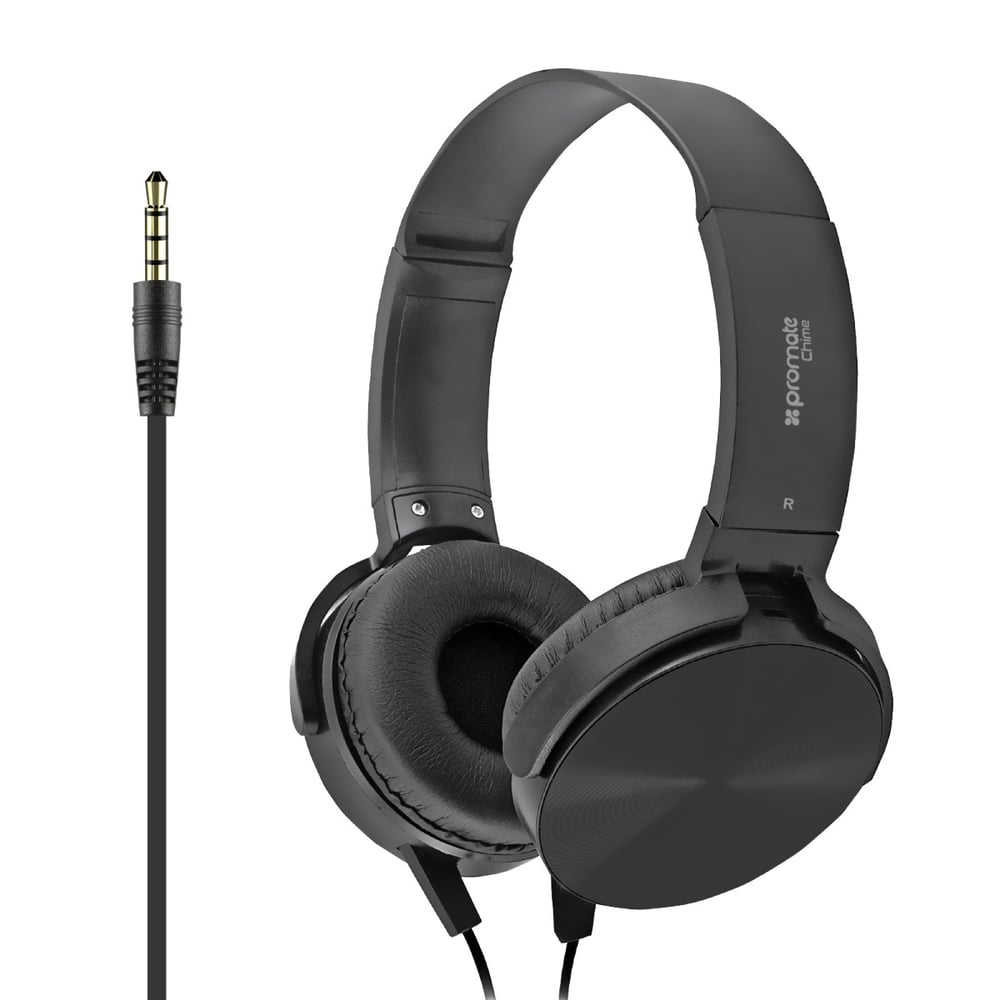Promate Headphone, Premium Over-Ear Headset with Rotatable Ear-Cups, Chime Black Promate Headphone, Premium Over-Ear Headset with Rotatable Ear-Cups, Chime Black