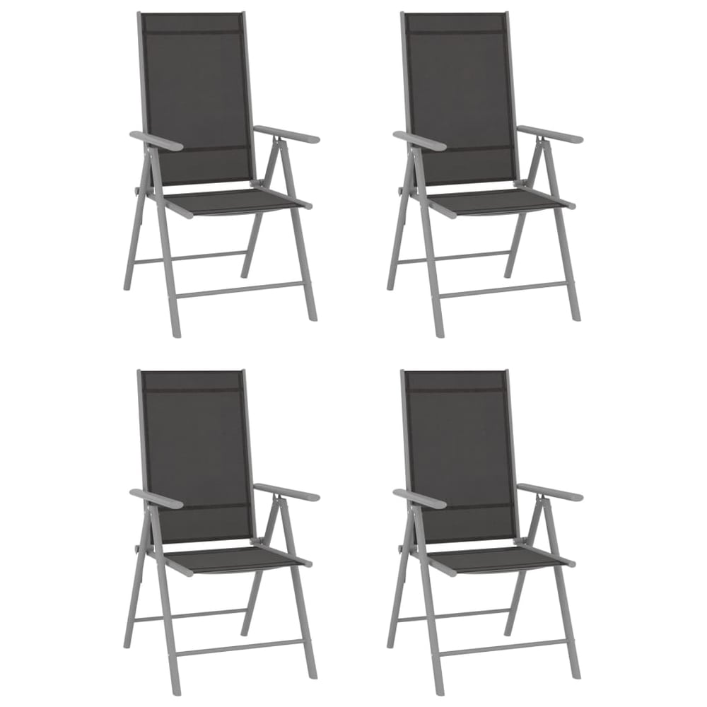 vidaXL Folding Garden Chairs 4 pcs Textilene Black vidaXL Folding Garden Chairs 4 pcs Textilene Black