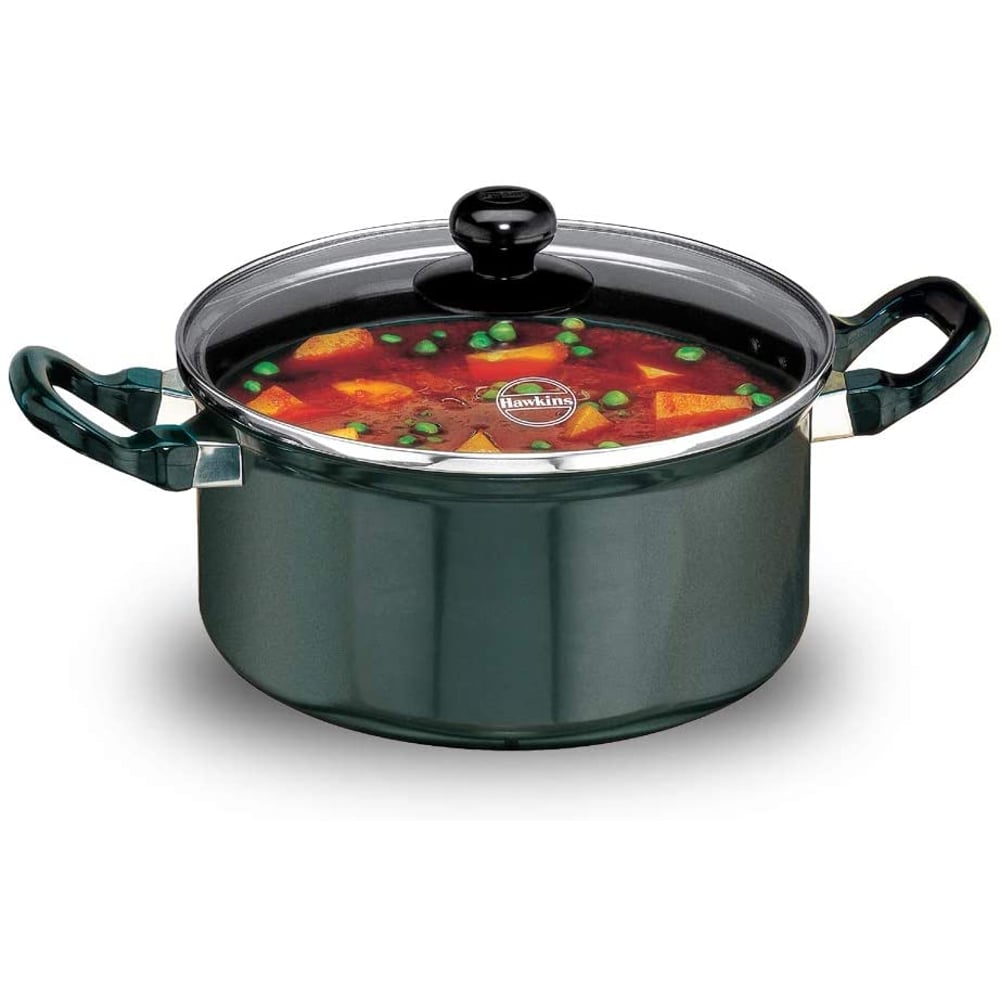 Hawkins Futura Nonstick Cook n Serve Stewpot With Glass LID, 3 Litres, Black Hawkins Futura Nonstick Cook n Serve Stewpot With Glass LID, 3 Litres, Black