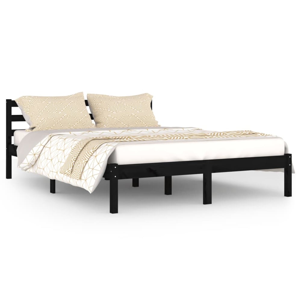 vidaXL Day Bed Solid Wood Pine 140x200 cm Double Black