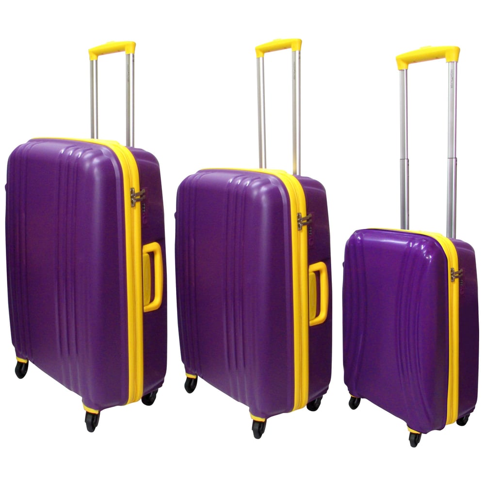 Highflyer THKELVIN3PC Kelvin Trolley Luggage Bag Purple/Yellow 3pc Set