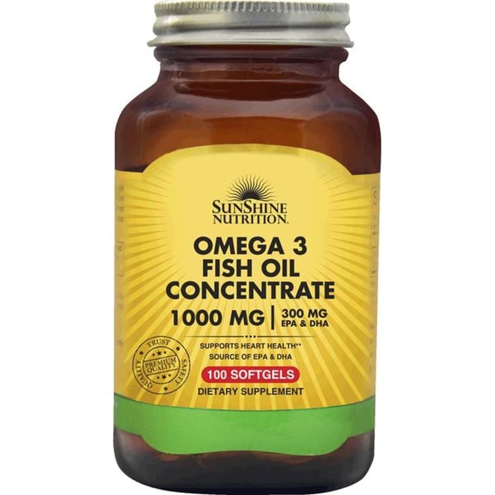Sunshine Nutrition Omega 3 Fish Oil Conc 1000mg 100 Softgels Sunshine Nutrition Omega 3 Fish Oil Conc 1000mg 100 Softgels