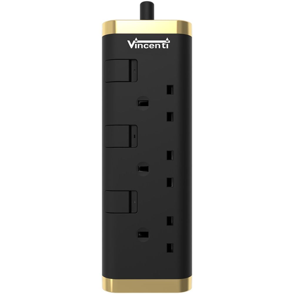 Vincenti VPCMBG-32U 3 Way Extension Socket With USB-C Port