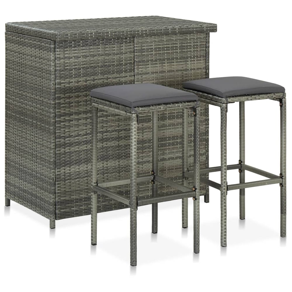 Vidaxl 3 Piece Bar Set Poly Rattan Grey Vidaxl 3 Piece Bar Set Poly Rattan Grey