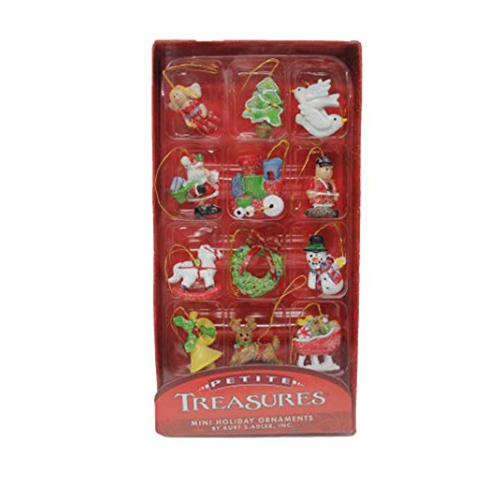 Kurt Adler 12-Piece Resin Petite Treasures Ornament Set, Mini