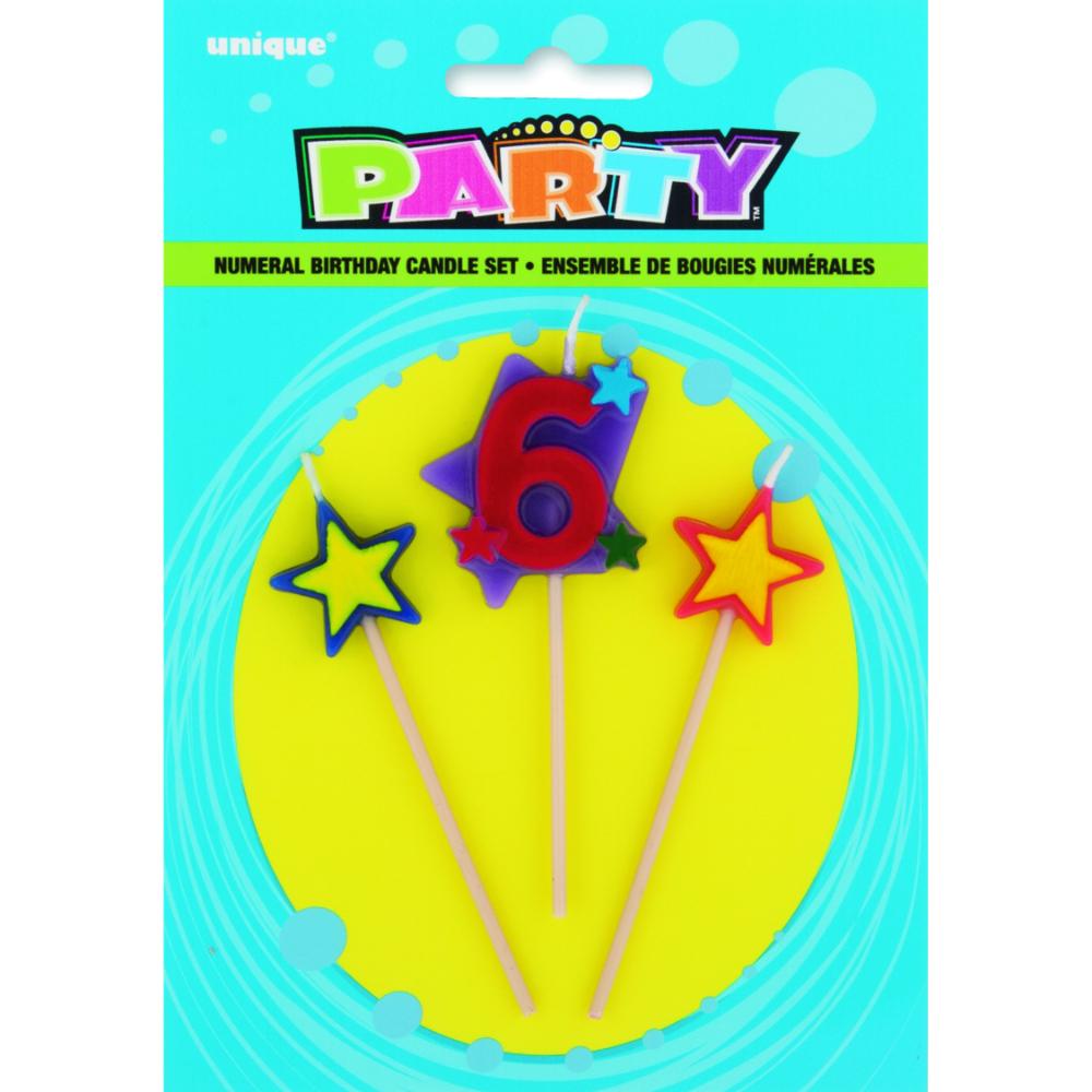 Unique- Star Birthday Candle Set-6 Unique- Star Birthday Candle Set-6