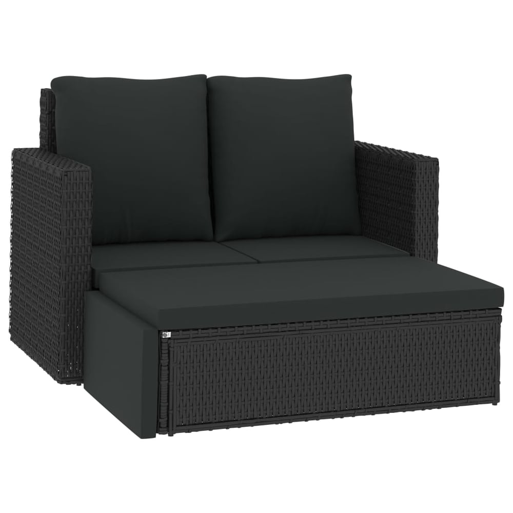 Vidaxl 2 Piece Garden Lounge Set With Cushions Poly Rattan Black