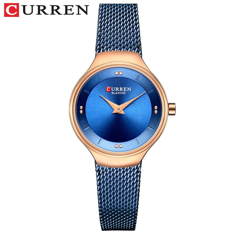 Curren CRN9028-BLU/RG-Elegant Ladies Stainless Steel Mesh Watch