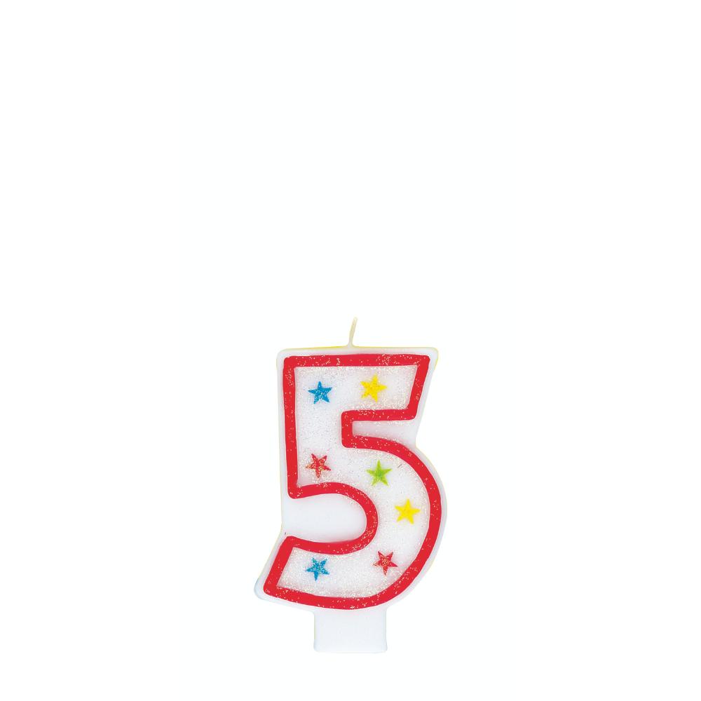 Unique- Numerical 5 Glitter Candle With Cake Décor Unique- Numerical 5 Glitter Candle With Cake Décor