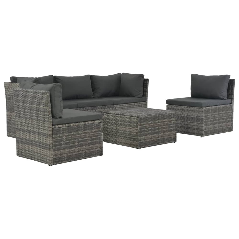 Vidaxl 4 Piece Garden Lounge Set With Cushions Poly Rattan Grey Vidaxl 4 Piece Garden Lounge Set With Cushions Poly Rattan Grey