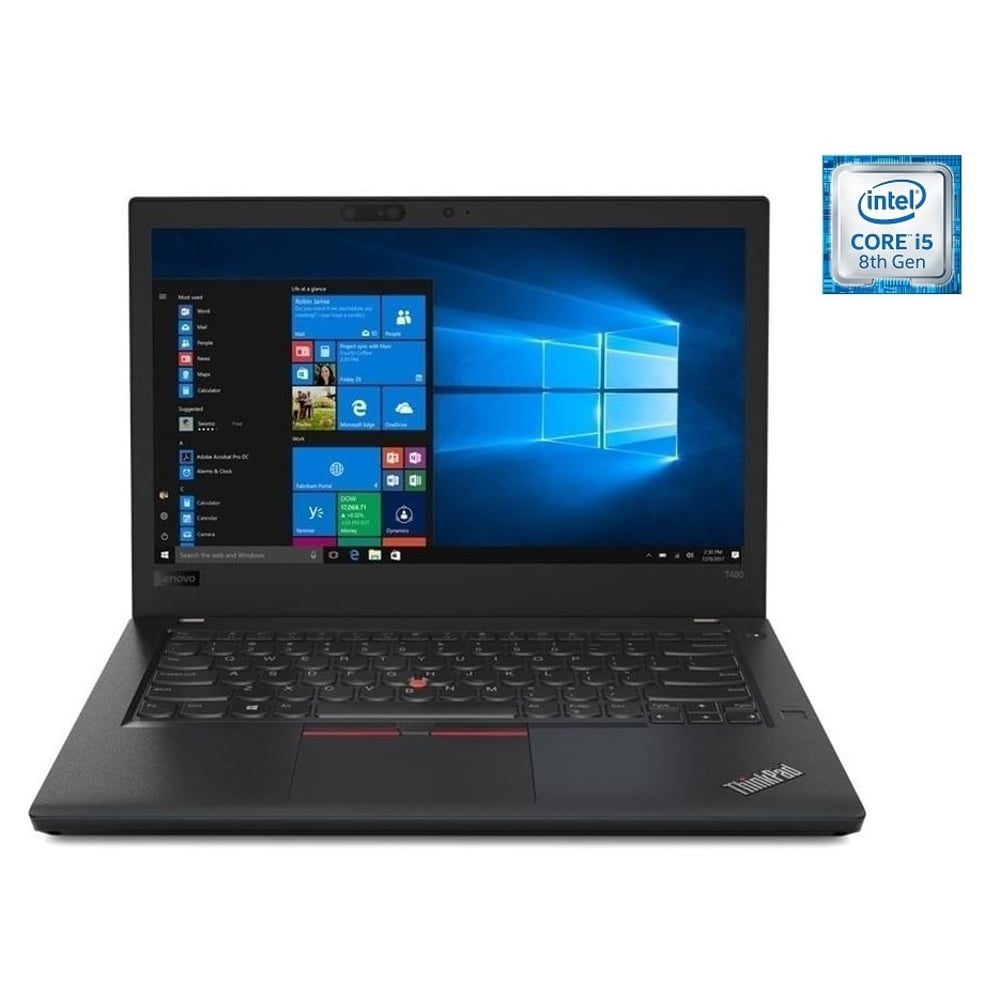 Lenovo ThinkPad T480 Laptop - Core i5 1.6GHz 8GB 512GB Shared Win10 14inch HD Black English/Arabic Keyboard