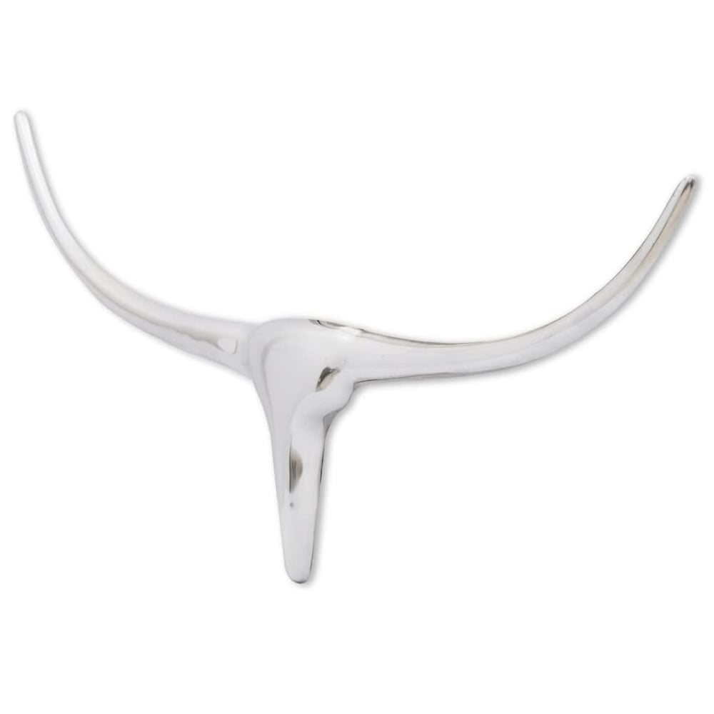 vidaXL Wall Mounted Aluminium Bulls Head Decoration Silver 72 cm vidaXL Wall Mounted Aluminium Bulls Head Decoration Silver 72 cm