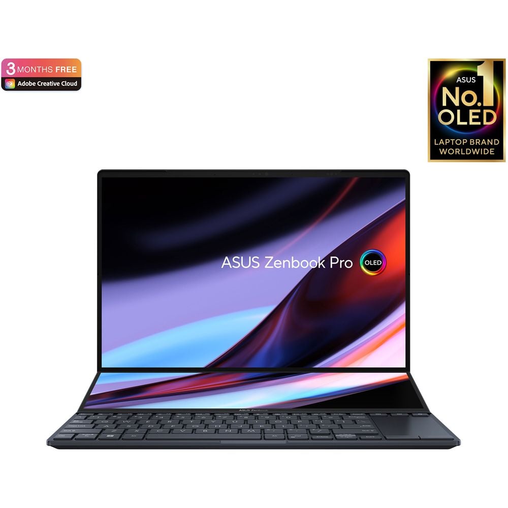 Asus Zenbook Pro 14 Duo OLED UX8402ZE-OLED207W Laptop - Core i7 2.3GHz 16GB 1TB 4GB Win11Home 14.5inch 2.8K Tech Black English/Arabic Keyboard Asus Zenbook Pro 14 Duo OLED UX8402ZE-OLED207W Laptop - Core i7 2.3GHz 16GB 1TB 4GB Win11Home 14.5inch 2.8K Tech Black English/Arabic Keyboard