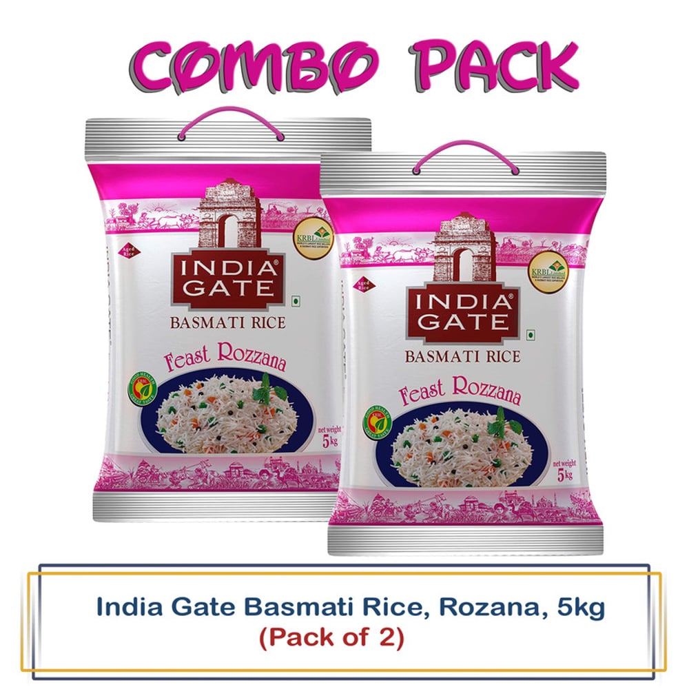 India Gate Basmati Rice, Rozana, 5kg (Pack of 2)