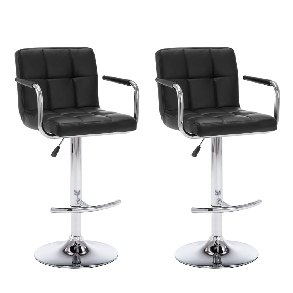 Vidaxl Bar Stools 2 Pcs Black Faux Leather