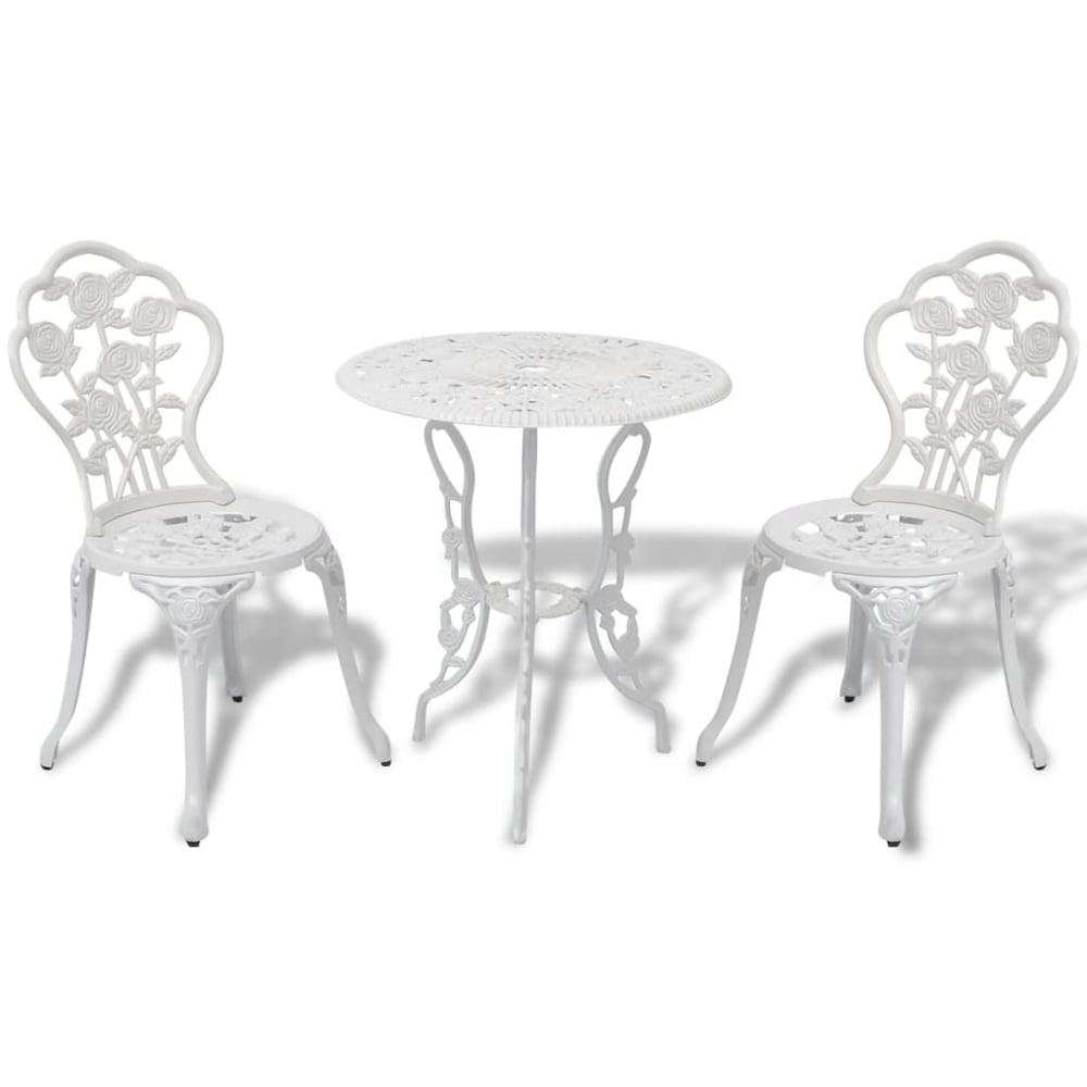 Vidaxl 3 Piece Bistro Set Cast Aluminium White