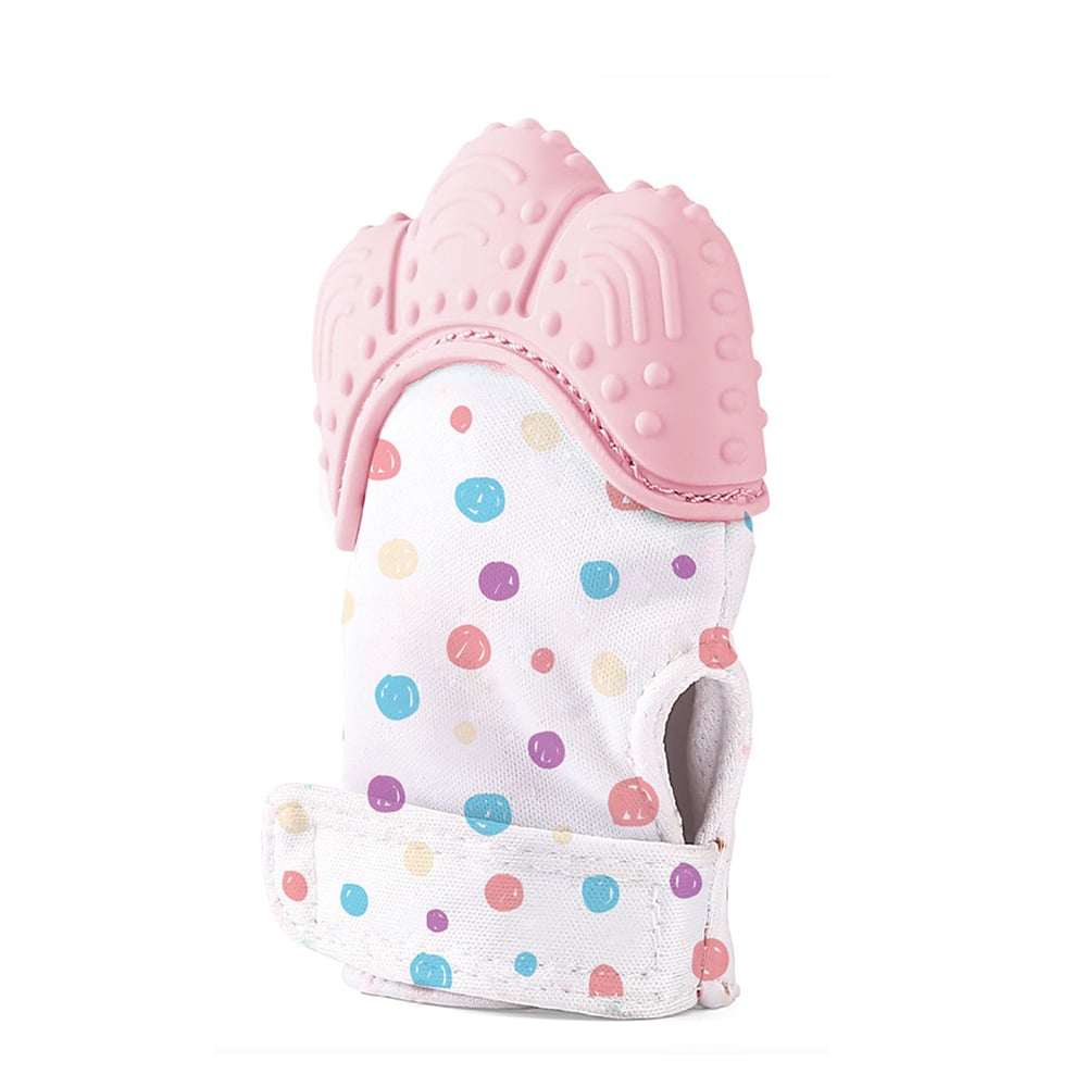 Babyjem Teether Gloves Pink, Food Grade Silicone, Pain Relief, Baby shower gift