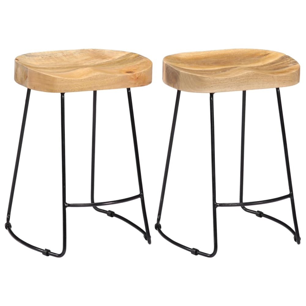 vidaXL Gavin Bar Stools 2 pcs Solid Mango Wood vidaXL Gavin Bar Stools 2 pcs Solid Mango Wood