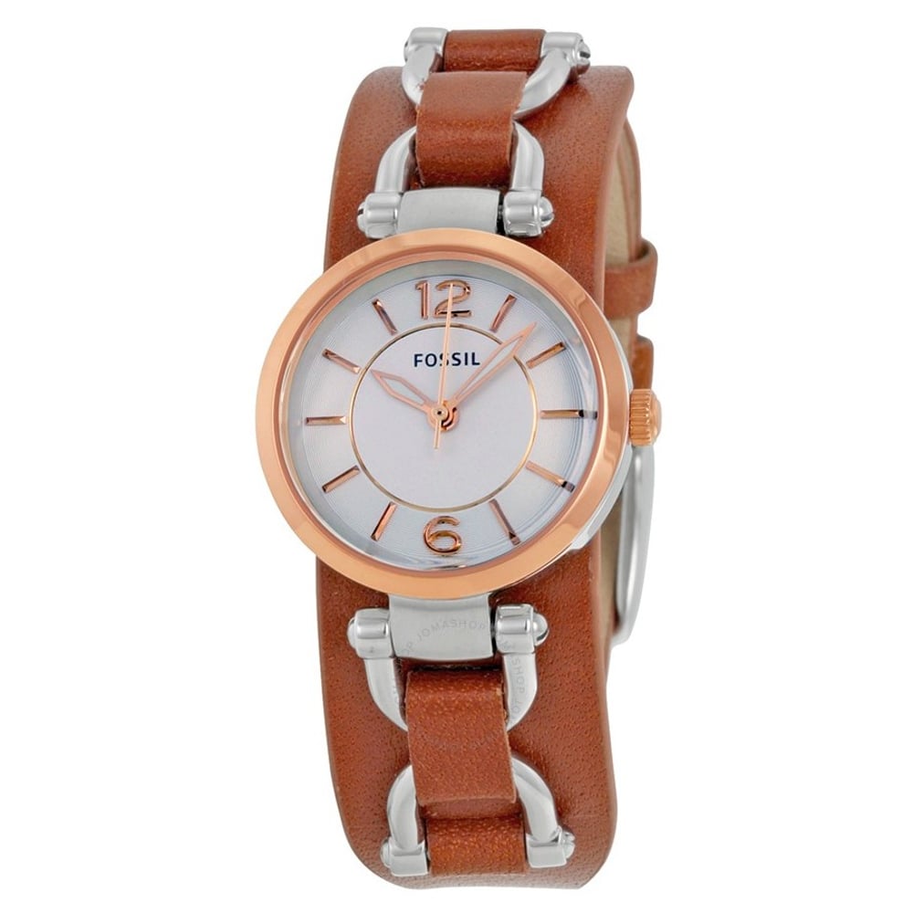 Fossil ES3855 Georgia White Dial Brown Leather Women's Watch