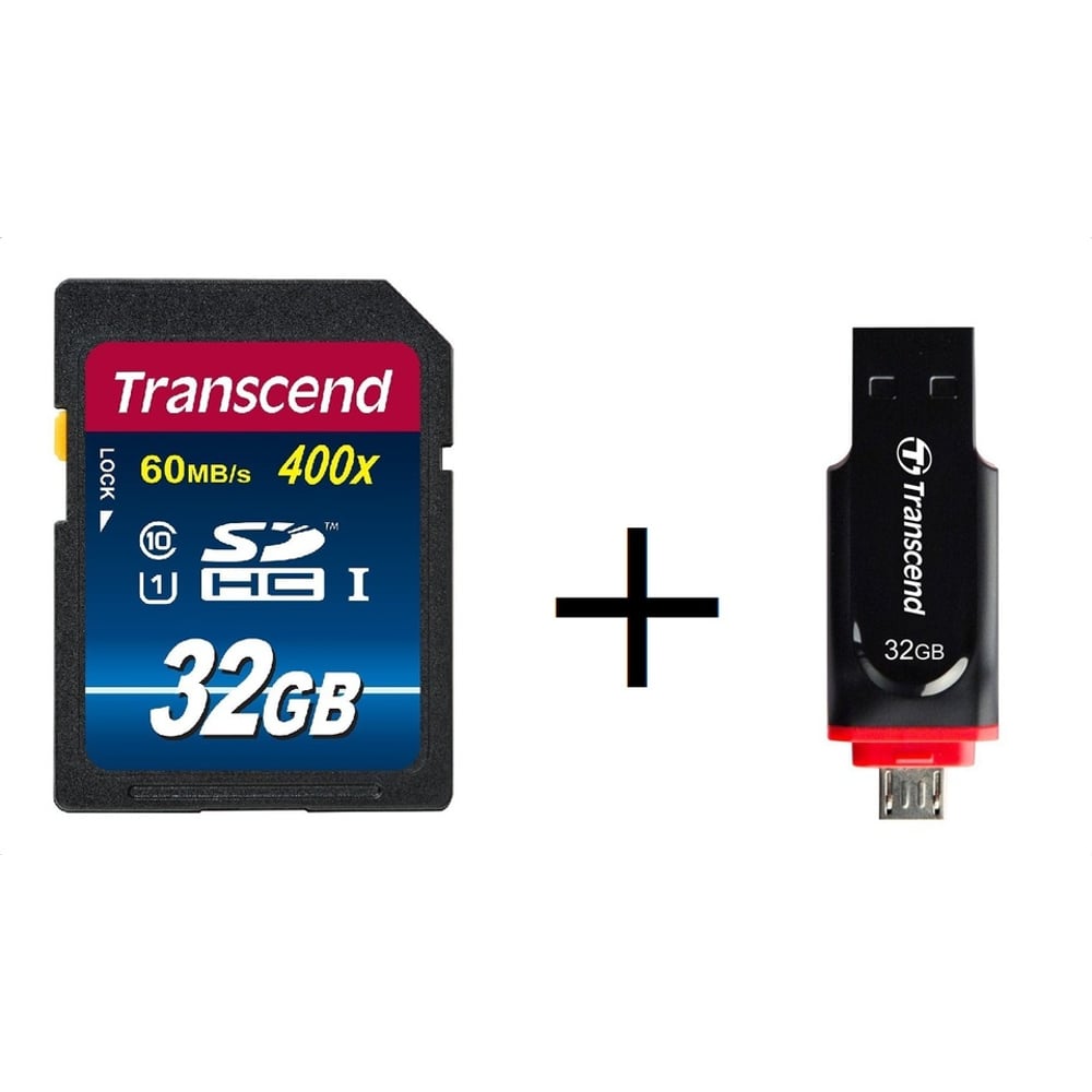 Transcend TS32GSDU1 SD Card 32GB + TS32GJF340 USB Flash 32GB Transcend TS32GSDU1 SD Card 32GB + TS32GJF340 USB Flash 32GB