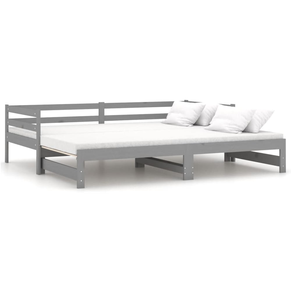 Vidaxl Pull-out Day Bed Grey Solid Pinewood 2x Vidaxl Pull-out Day Bed Grey Solid Pinewood 2x