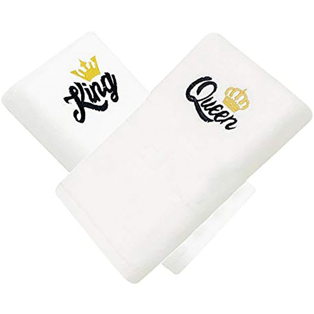 Personalized For You Cotton White Queen & King Embroidery Set of 2 Bath Towel 70*140 cm