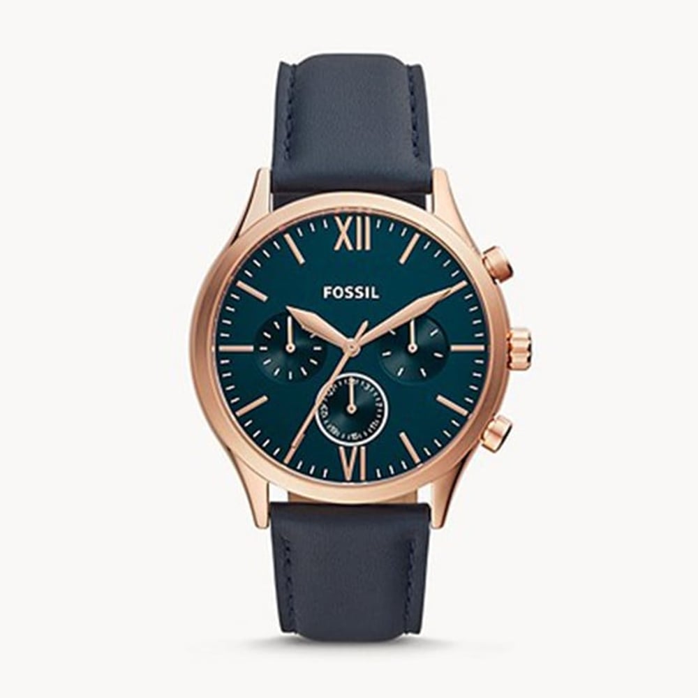 Fossil Fenmore Midsize Multifunction Watch With Navy Blue Leather Strap For Men Bq2412 Fossil Fenmore Midsize Multifunction Watch With Navy Blue Leather Strap For Men Bq2412