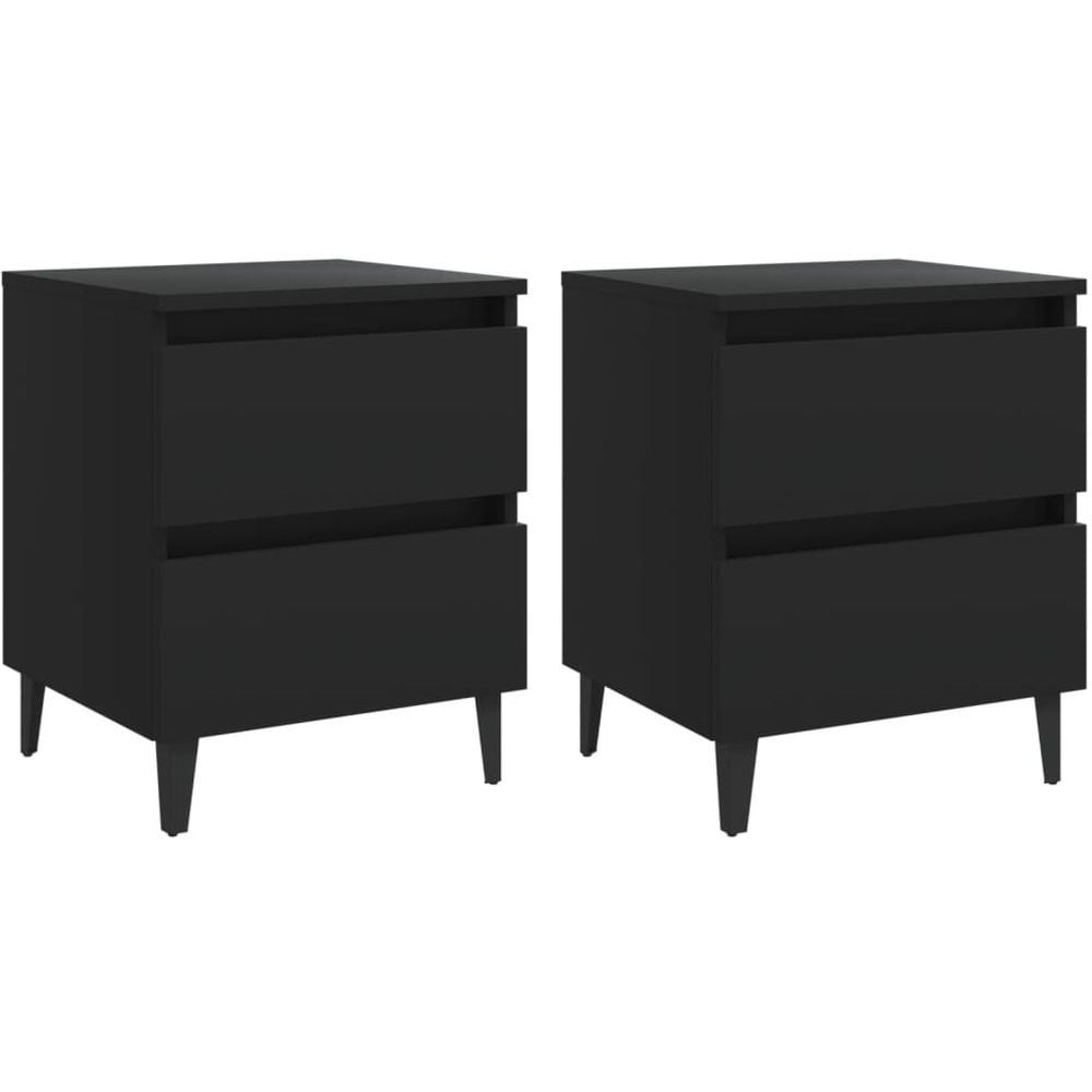 Vidaxl Bed Cabinets 2 Pcs Black 40x35x50 Cm Chipboard