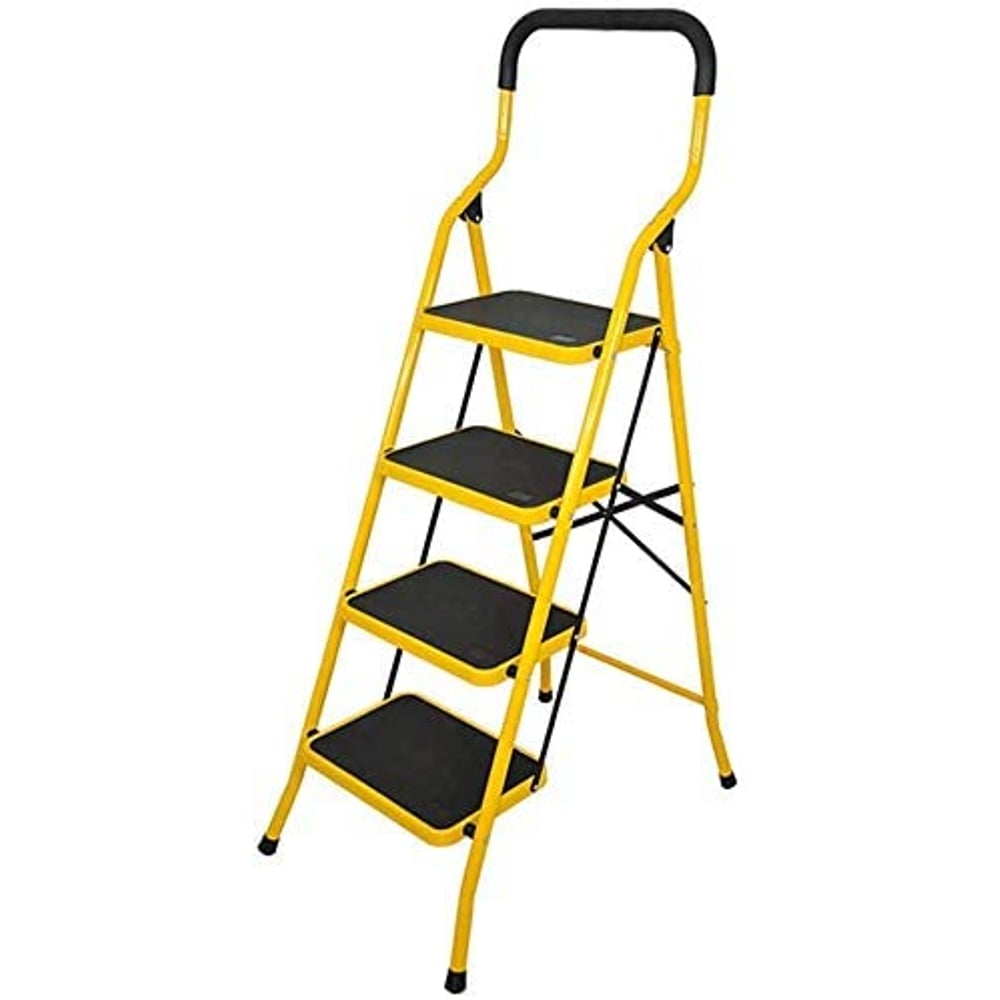 4 Steps Folding Steel Wide Step Ladder 150kg Capacity, Multi Purpose Portable Step Stool For Home,kitchen, Garden, Office, Warehouse,4 Step (yellow)… 4 Steps Folding Steel Wide Step Ladder 150kg Capacity, Multi Purpose Portable Step Stool For Home,kitchen, Garden, Office, Warehouse,4 Step (yellow)…