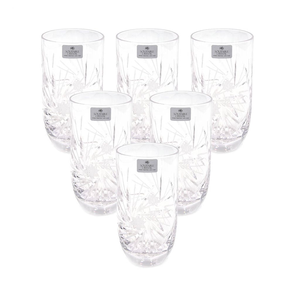 6 Pieces Solitaire Crystal Glass Tumbler Set