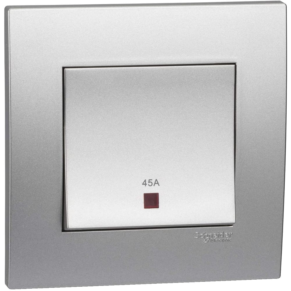 Schneider Electric Kb31dr45n_as Vivace Silver- 45a 250v Double Pole Switch With Neon/cooker Control/water Heater