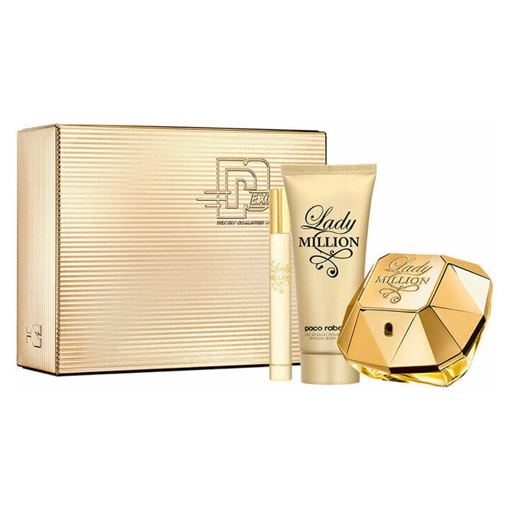 Paco Rabanne Lady Million 80ml+100ml BodyLotion+10ml Travel Spray Giftset Women