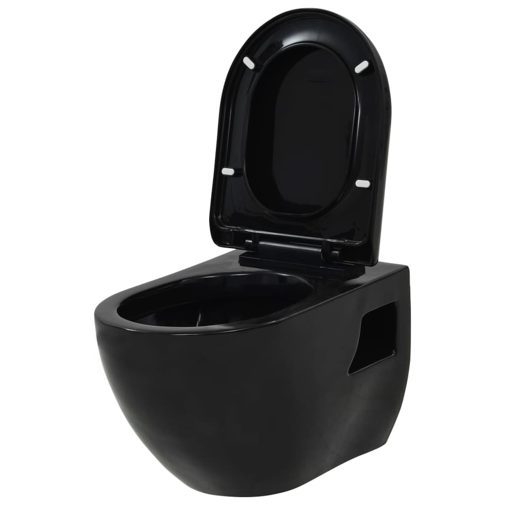 vidaXL Wall-Hung Toilet Ceramic Black vidaXL Wall-Hung Toilet Ceramic Black