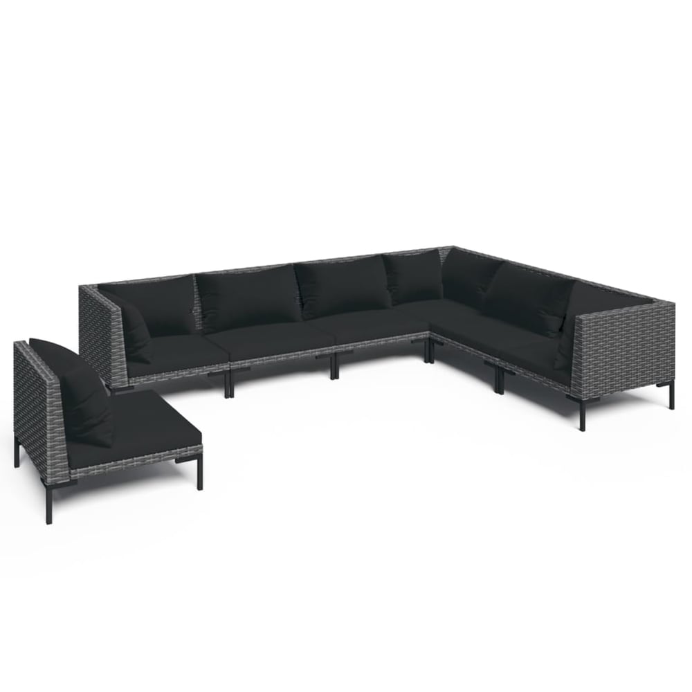 vidaXL 7 Piece Garden Lounge Set with Cushions Poly Rattan Dark Grey vidaXL 7 Piece Garden Lounge Set with Cushions Poly Rattan Dark Grey