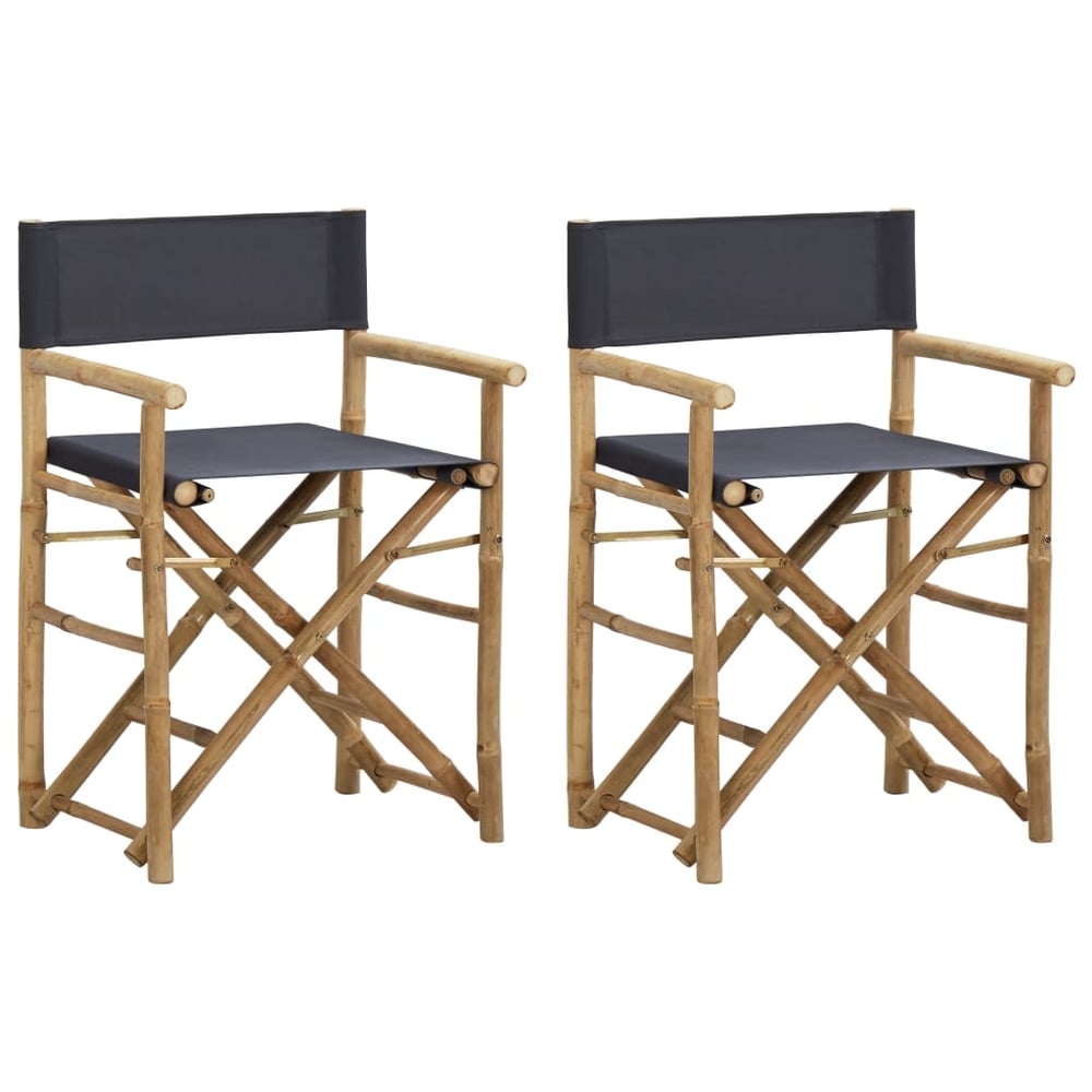 vidaXL Folding Director's Chairs 2 pcs Dark Grey Bamboo and Fabric vidaXL Folding Director's Chairs 2 pcs Dark Grey Bamboo and Fabric