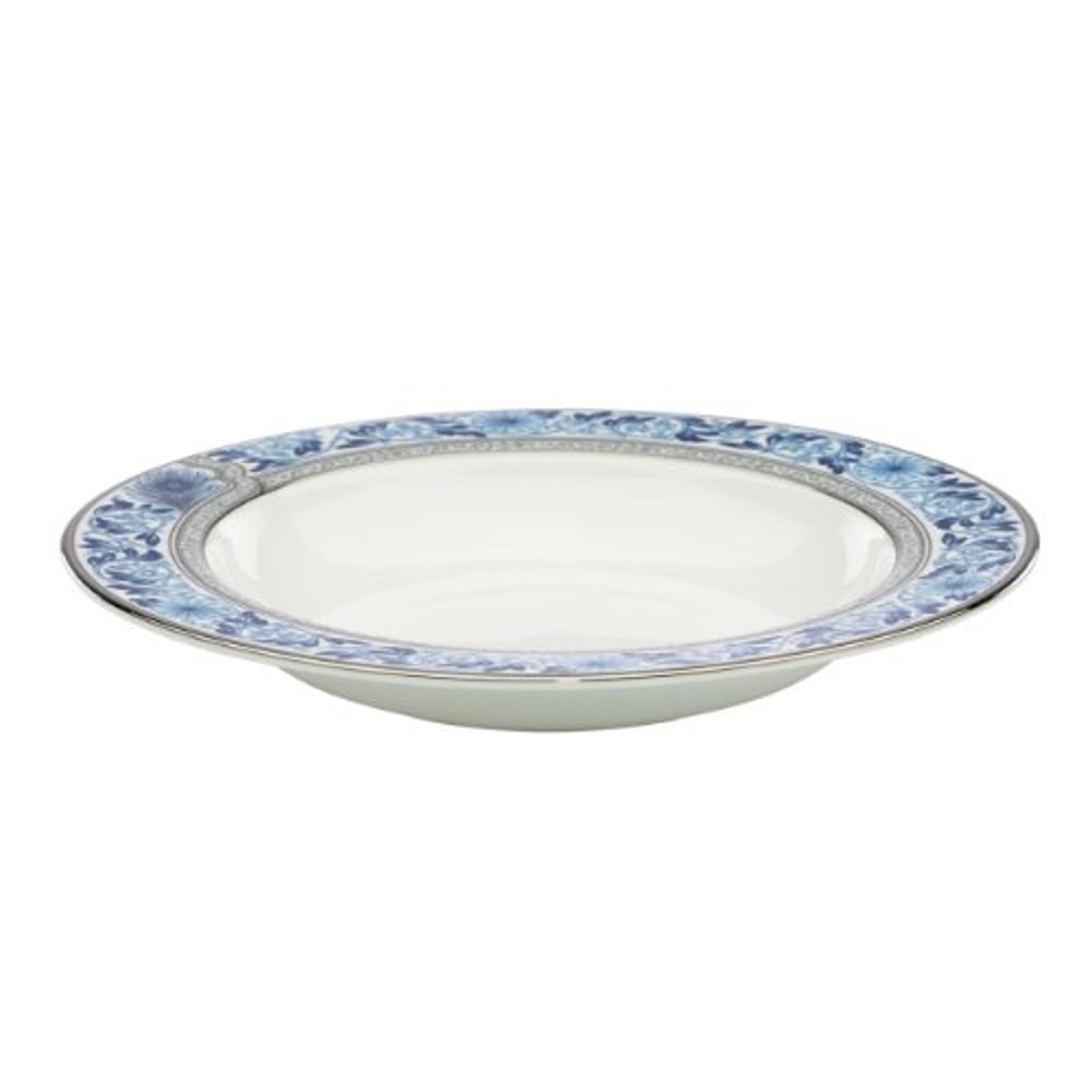 Lenox Marchesa Couture Pasta/Rim Soup Bowl, Sapphire Plume, White -