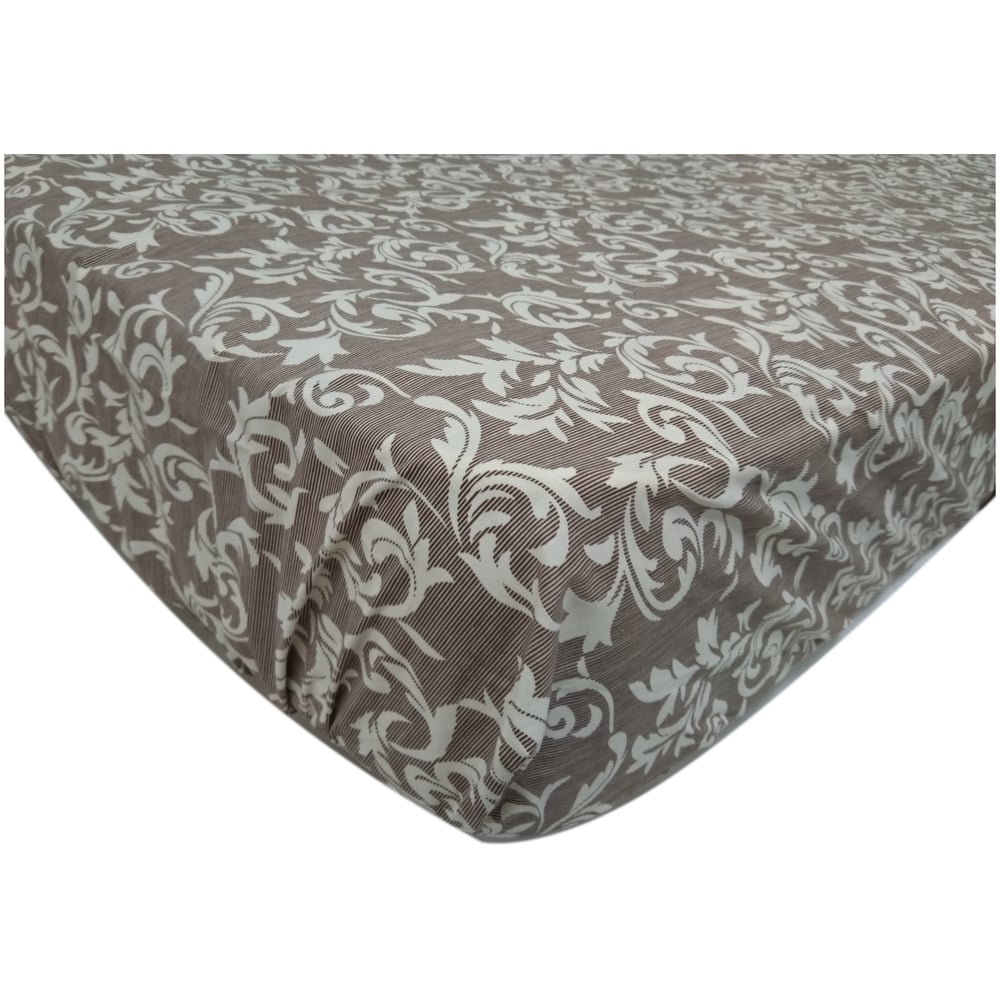 Double Fitted Sheet Set Poly Cotton Print Brown 144TC